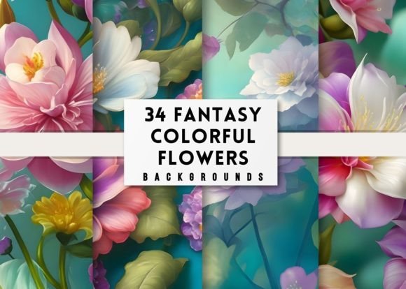 34 Fantasy Colorful Flowers Backgrounds: Digital Art Essentials