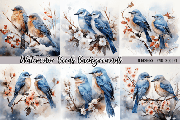 Capturing Winter's Charm with Birds Bule Winter Backgrounds