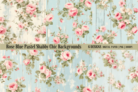 Discover Rose Blue Pastel Shabby Chic Backgrounds