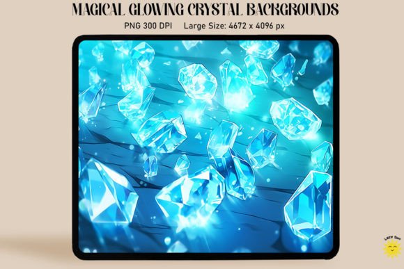 Enchant Your Projects with Magical Glowing Cyan Crystal Backgrounds