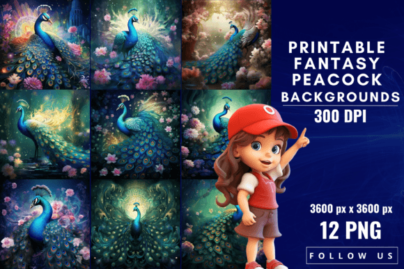 Printable Fantasy Peacock Backgrounds: Elevate Your Projects