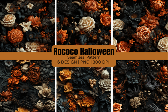 Rococo Halloween Seamless Backgrounds for Creative Projects