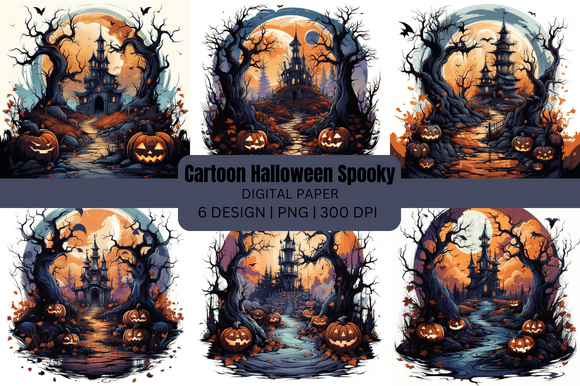 Spooky Cartoon Halloween Backgrounds for Creative Projects
