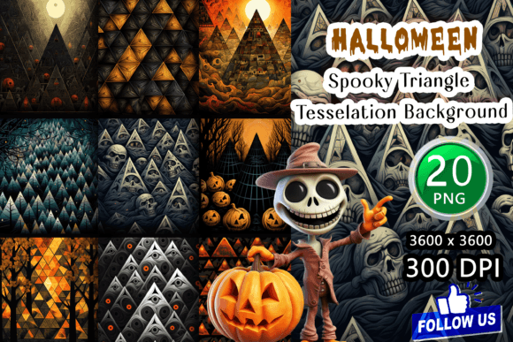 Spooky Triangle Tessellation Backgrounds for Halloween