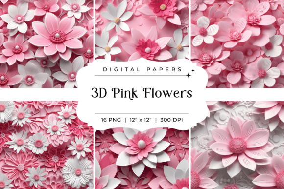 Unlock Creativity with 3D Pink Flowers Sublimation Backgrounds